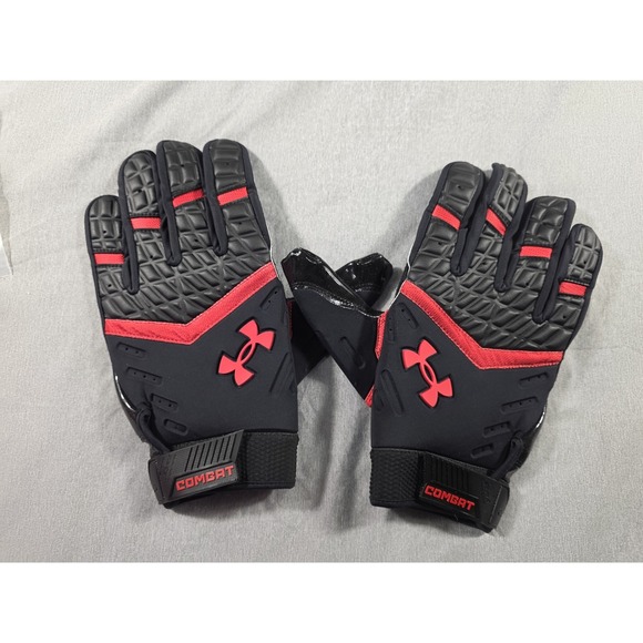 Under Armour Combat Football Black Red Lineman Gloves Men's‎ 4XL NWOT - Picture 1 of 3